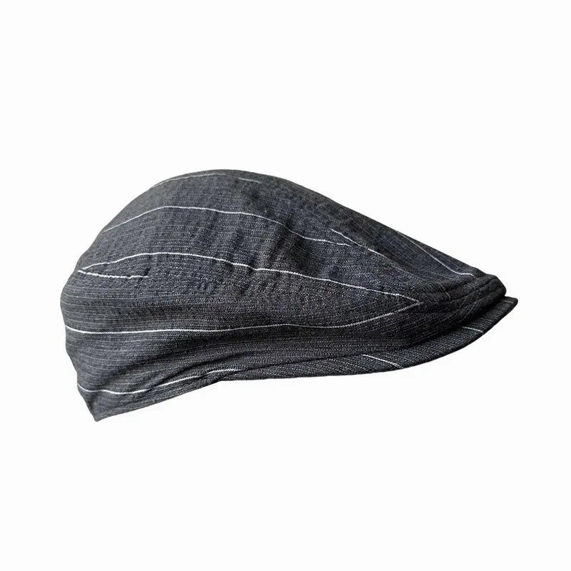 Noxville Gray Striped Linen Flat Cap