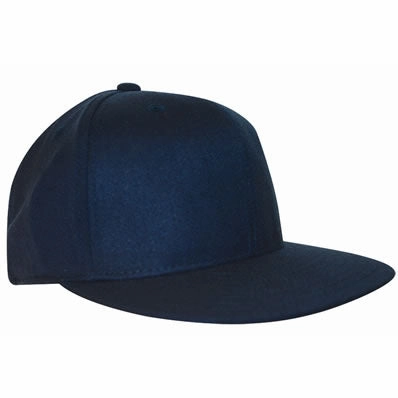 NU-FIT? "Flat" peak acrylic/spandex serge fitted cap - Custom Embroidered