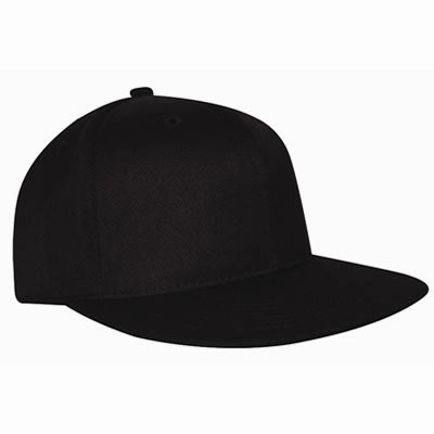 NU-FIT? "Flat" peak acrylic/spandex serge fitted cap - Custom Embroidered