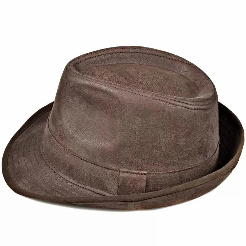 Nubuck Genuine Leather Trilby Hat