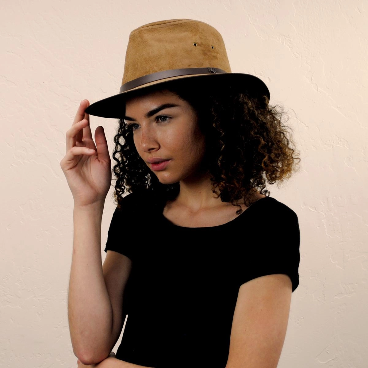 Nubuck Leather Safari Fedora Hat
