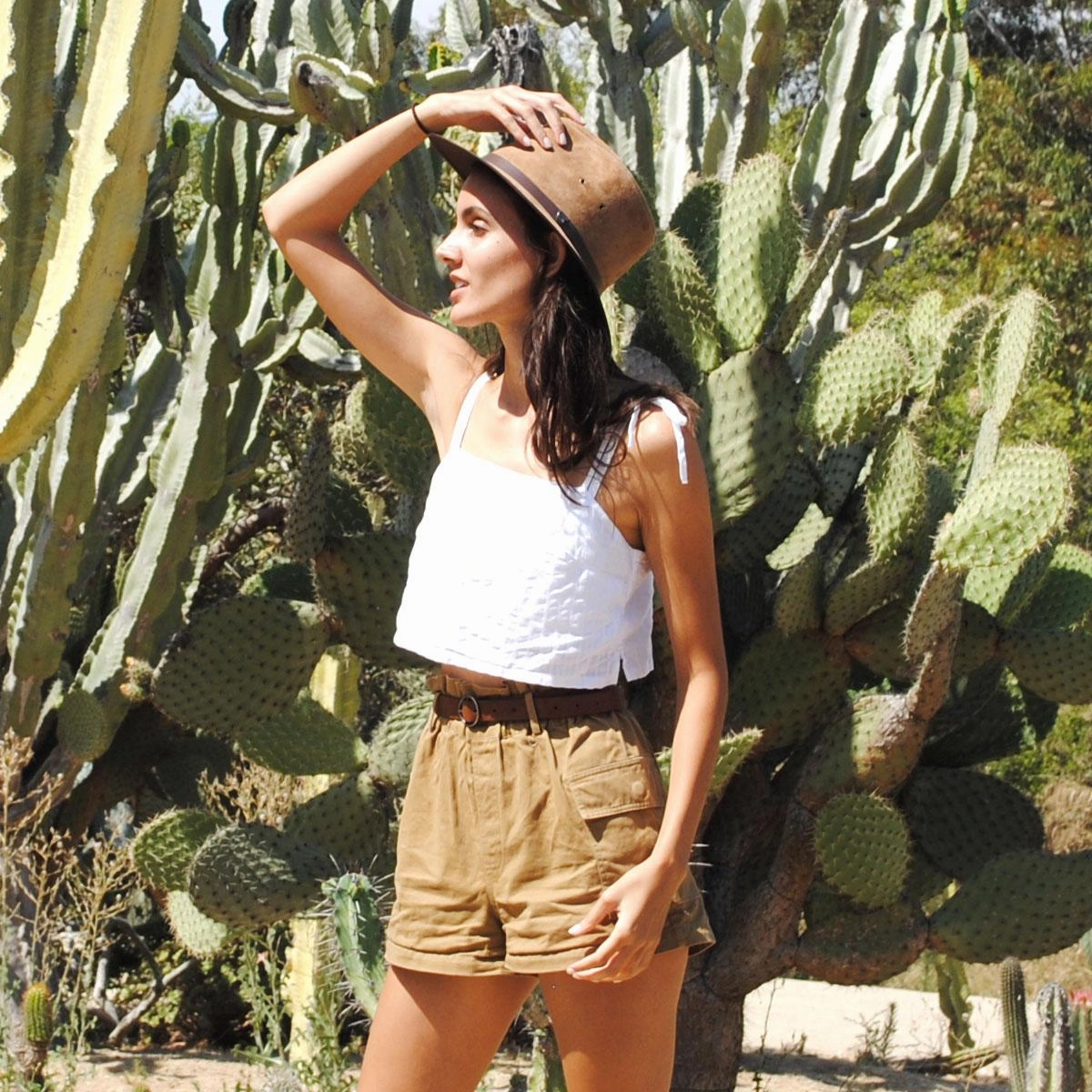 Nubuck Leather Safari Fedora Hat