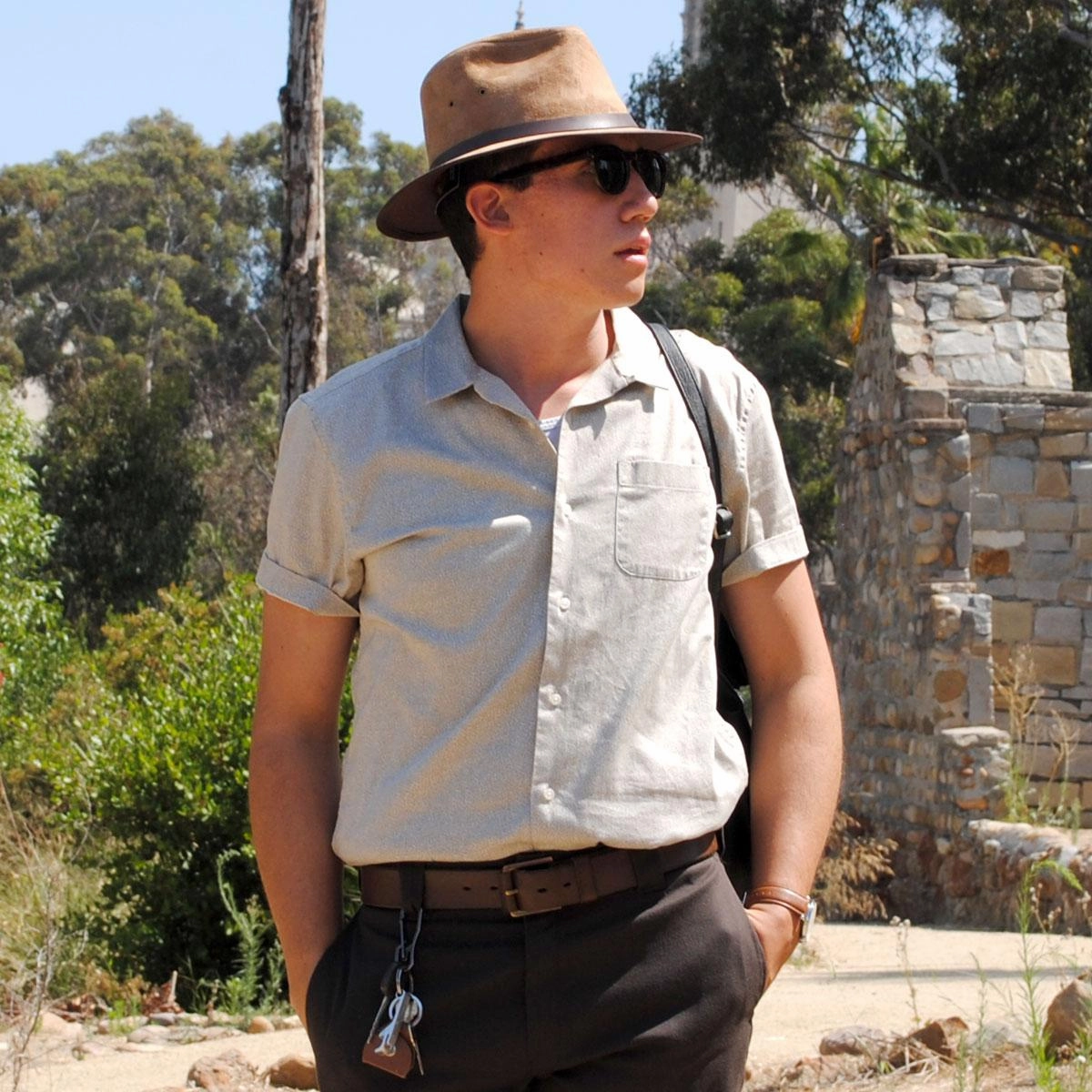 Nubuck Leather Safari Fedora Hat