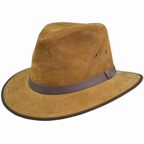 Nubuck Leather Safari Fedora Hat