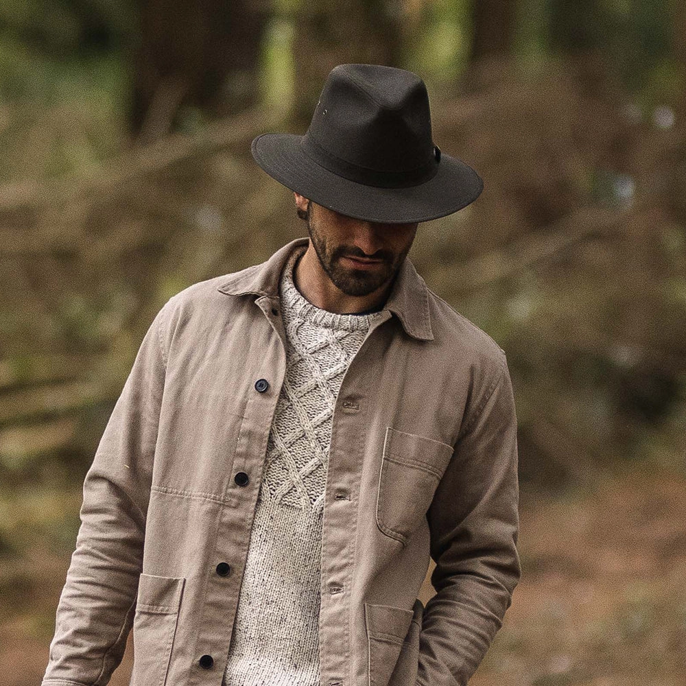 Oilcloth Safari Fedora Hat - Olive