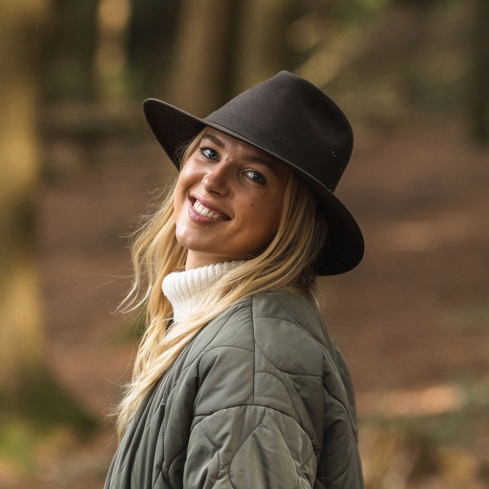 Oilcloth Safari Fedora Hat - Olive