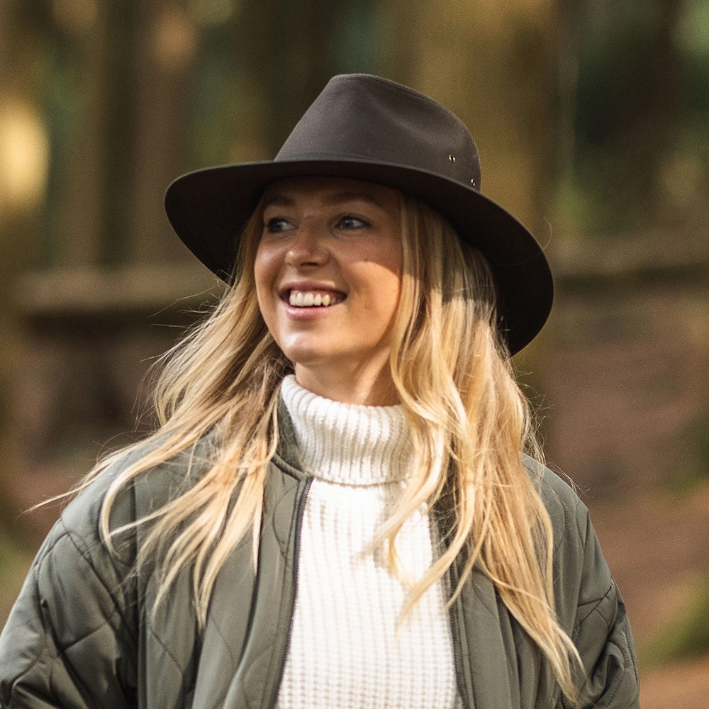 Oilcloth Safari Fedora Hat - Olive