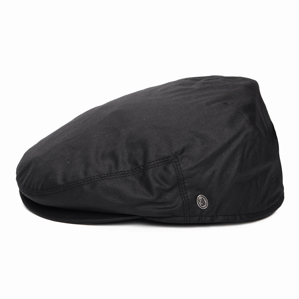Oilcloth Water Resistant Flat Cap - Black