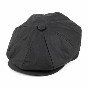 Oilcloth Water Resistant Newsboy Cap - Black