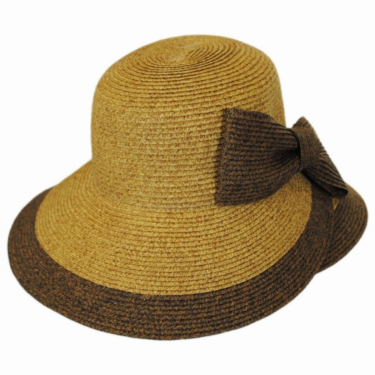 Overlap Brim and Bow Toyo Straw Sun Hat
