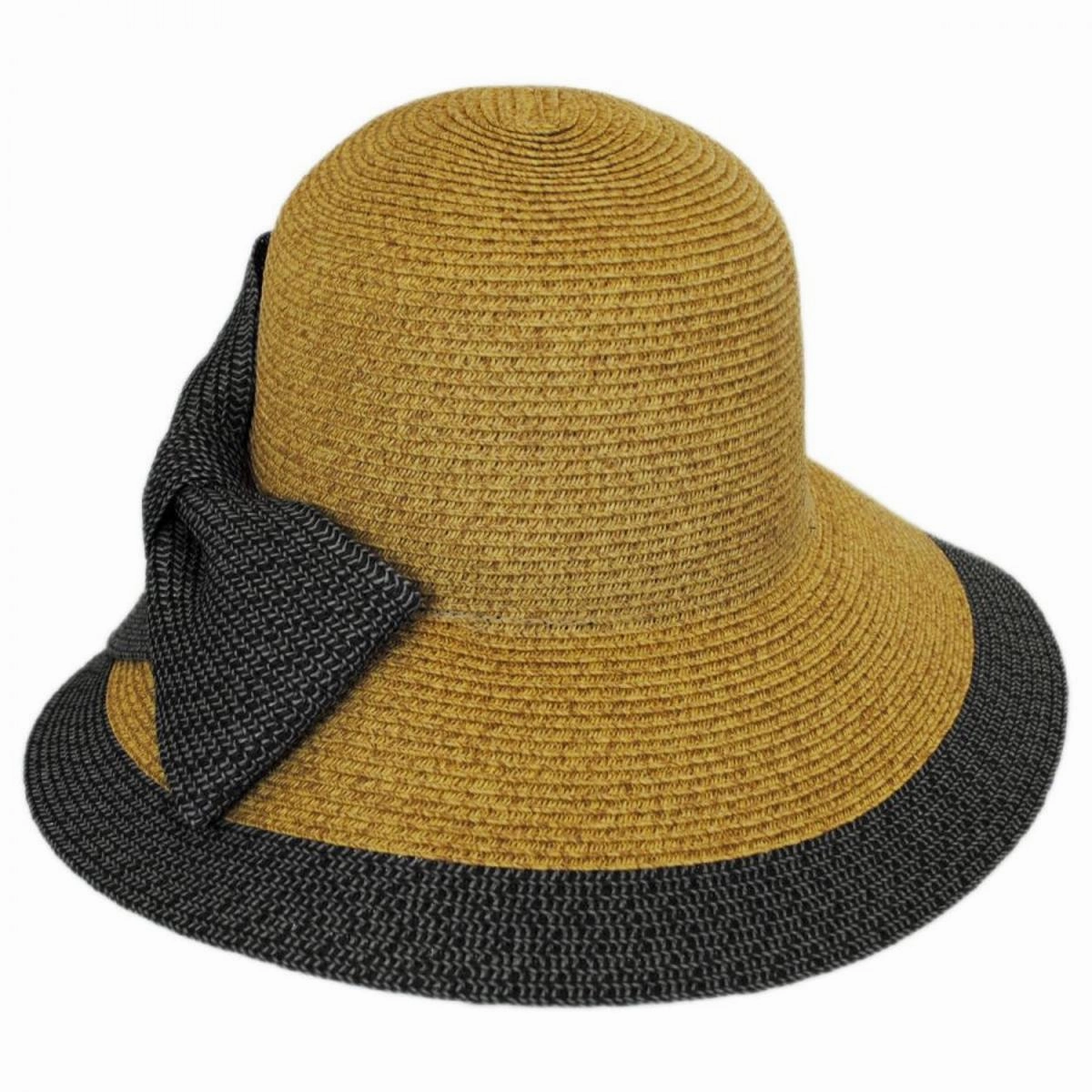 Overlap Brim and Bow Toyo Straw Sun Hat
