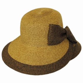 Overlap Brim and Bow Toyo Straw Sun Hat
