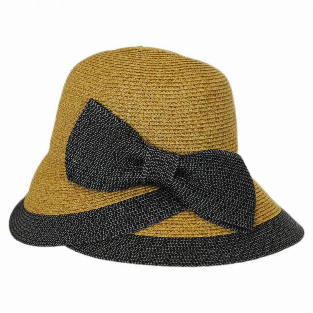 Overlap Brim and Bow Toyo Straw Sun Hat