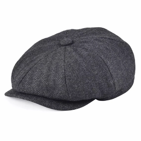Oxford Herringbone Wool Newsboy Cap