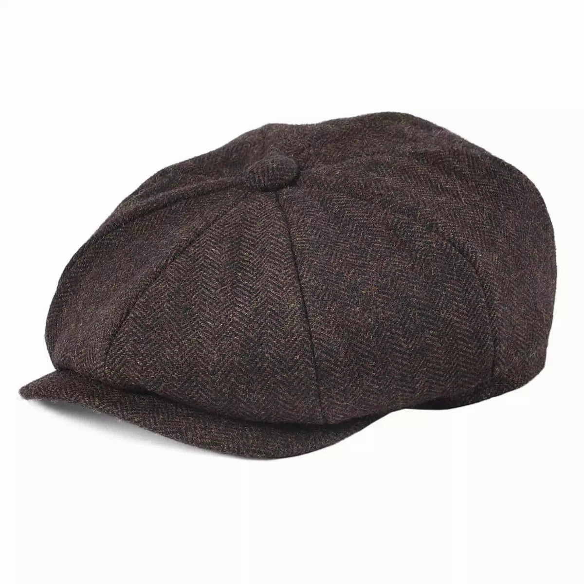Oxford Herringbone Wool Newsboy Cap