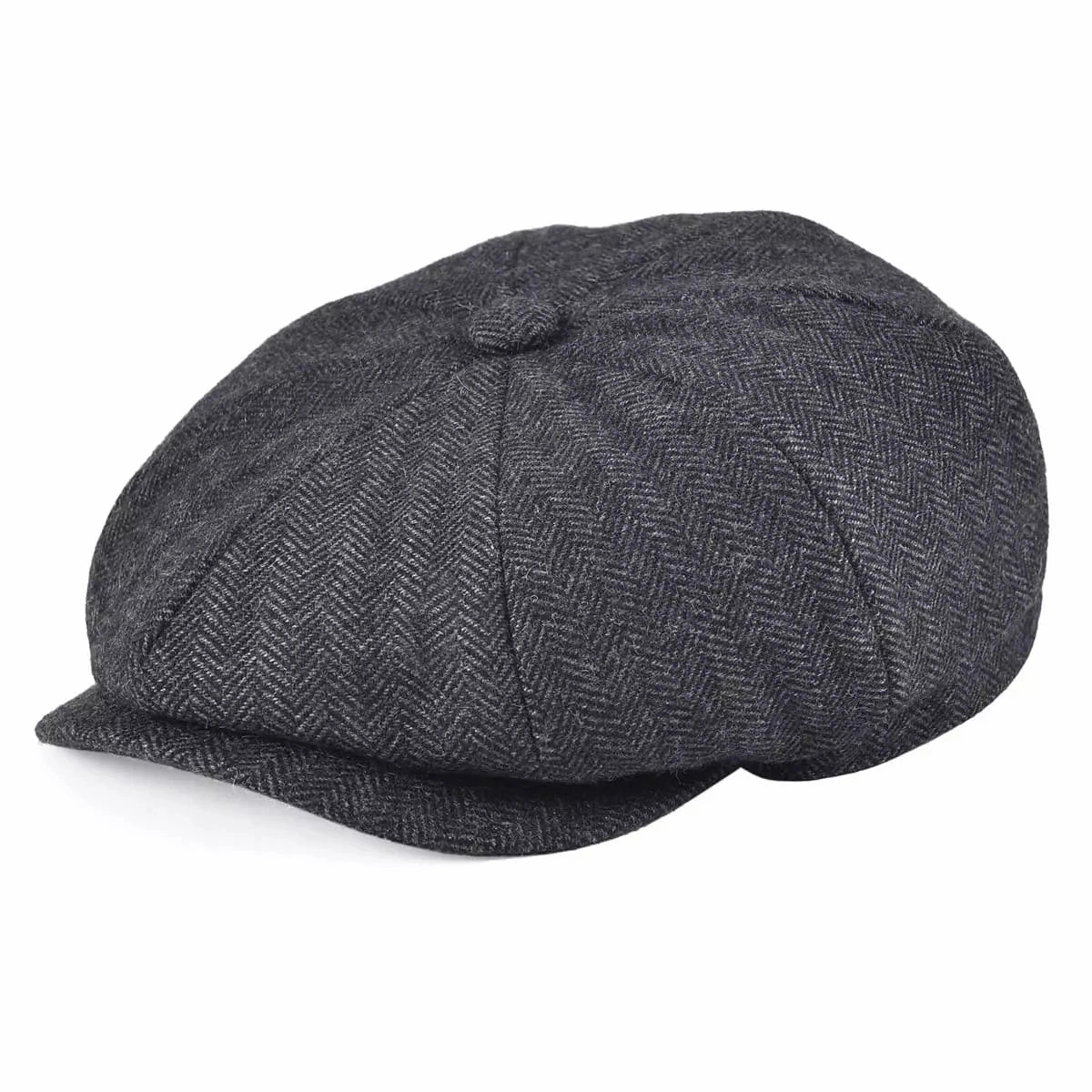 Oxford Herringbone Wool Newsboy Cap