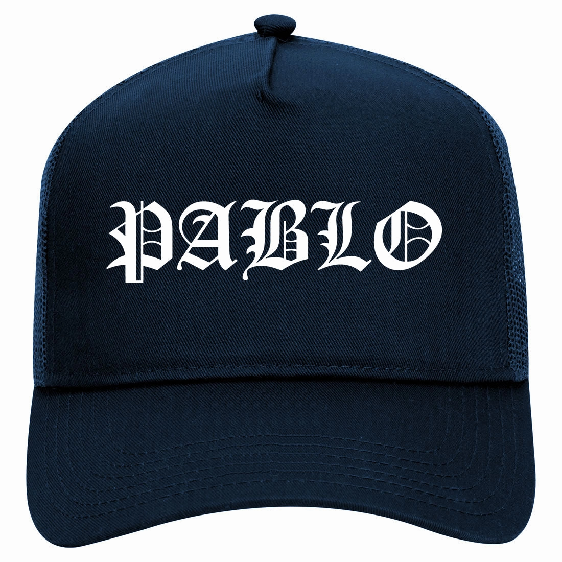 Pablo Old English Retro Adult 5 Panel Mesh Trucker Hat