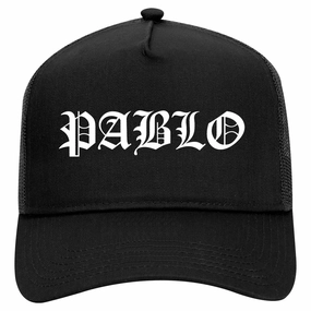 Pablo Old English Retro Adult 5 Panel Mesh Trucker Hat
