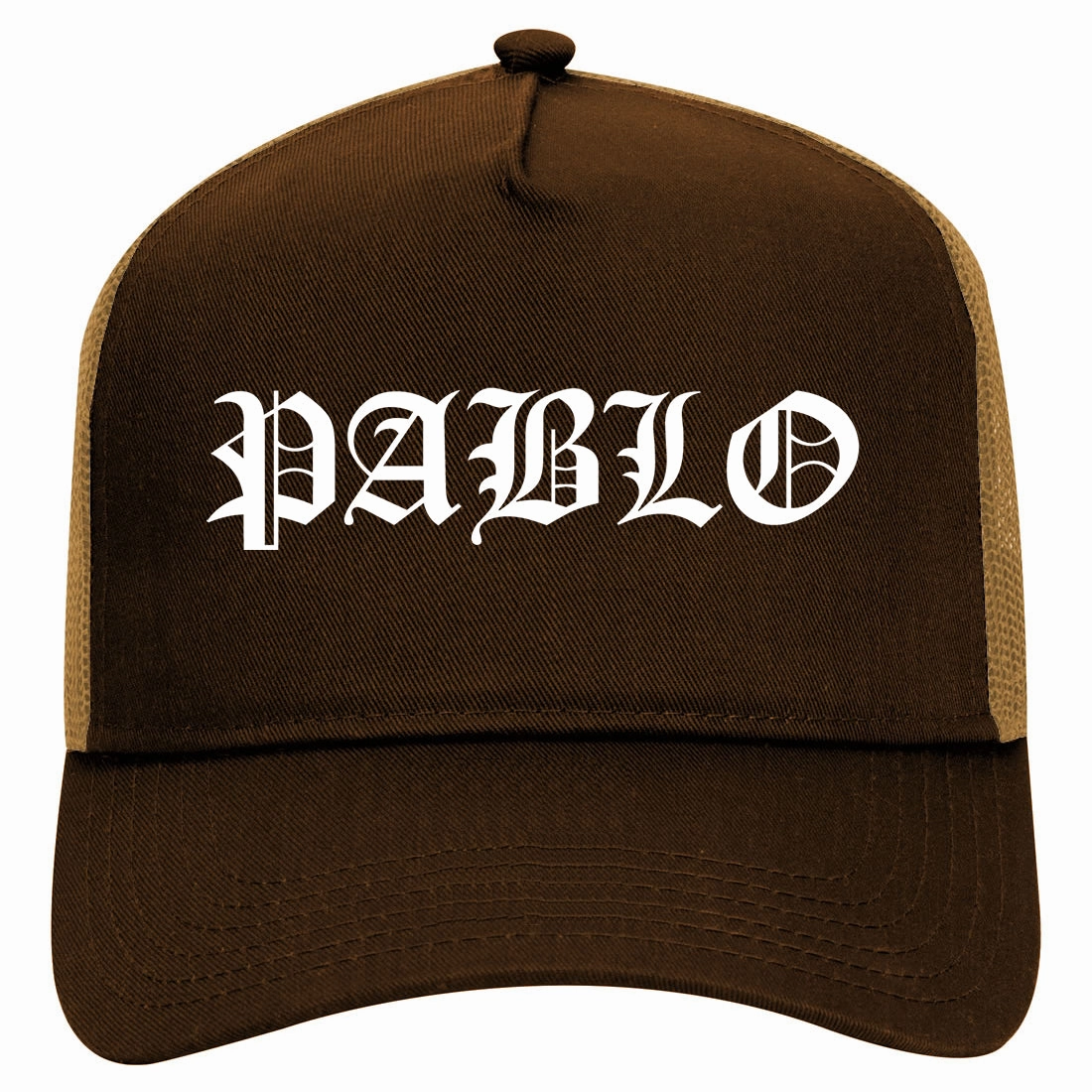 Pablo Old English Retro Adult 5 Panel Mesh Trucker Hat
