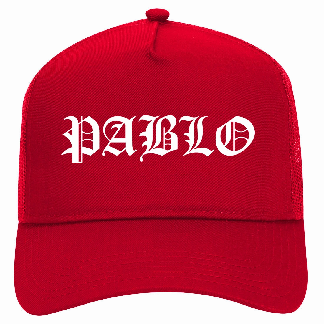 Pablo Old English Retro Adult 5 Panel Mesh Trucker Hat