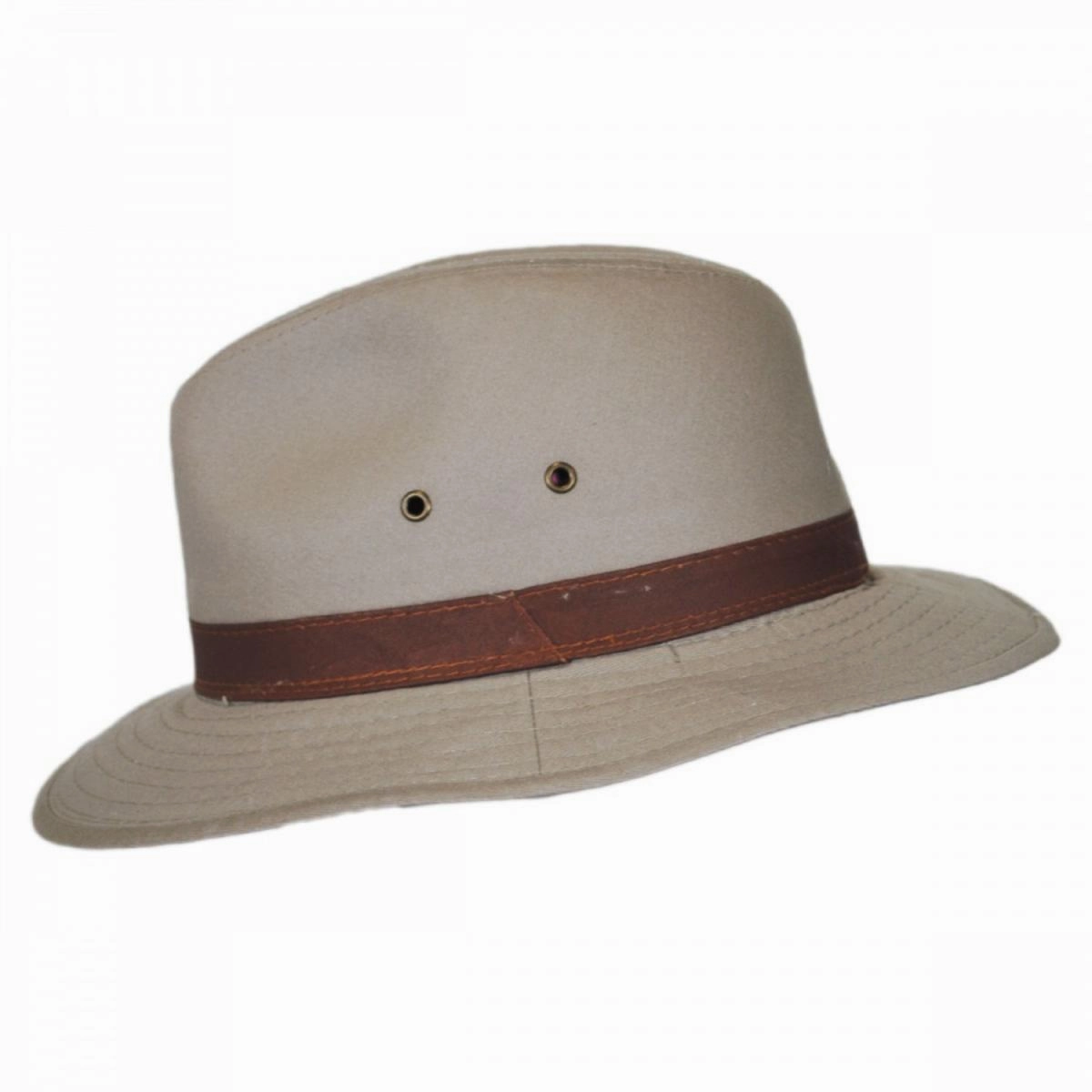 Packable Cotton Twill Safari Fedora Hat