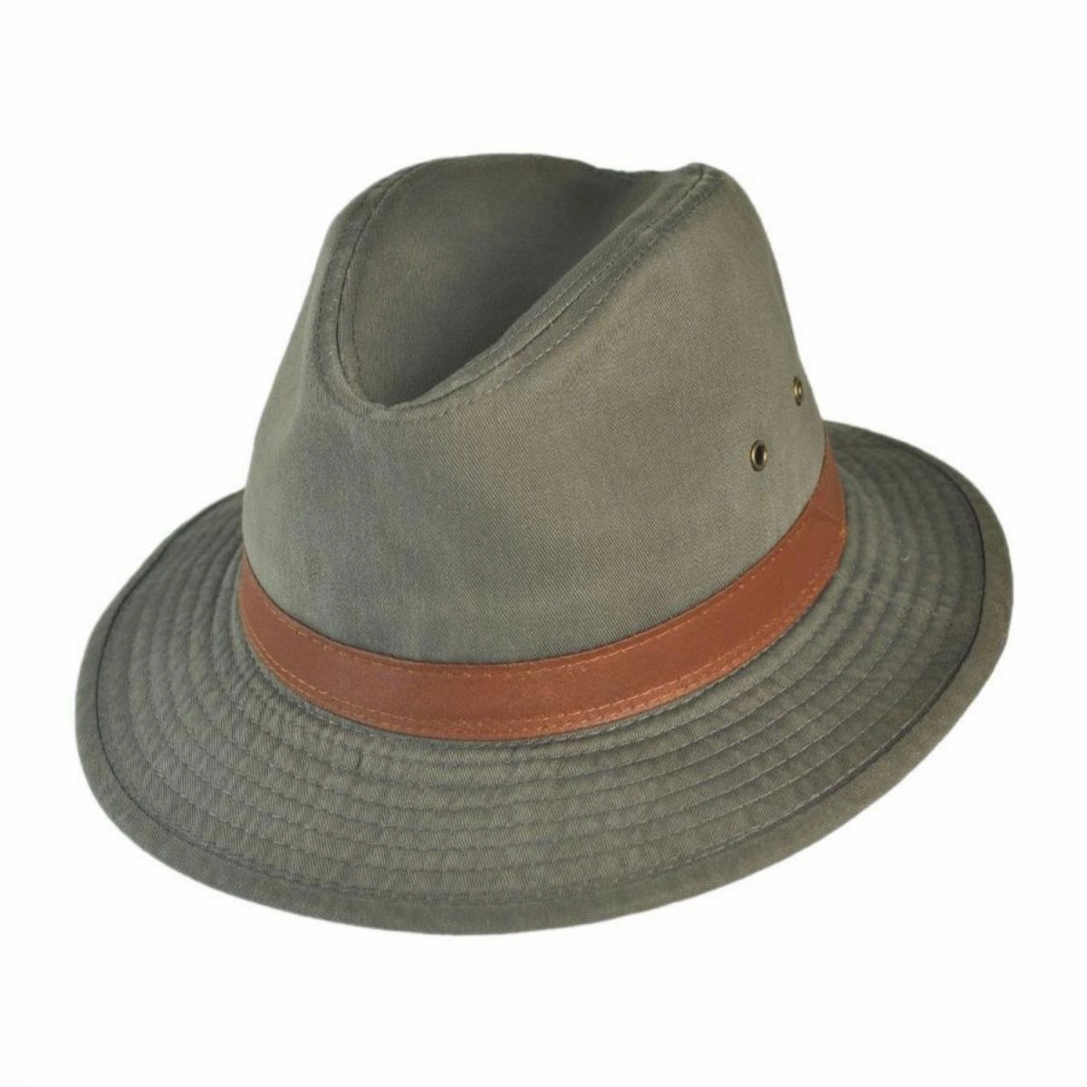 Packable Cotton Twill Safari Fedora Hat