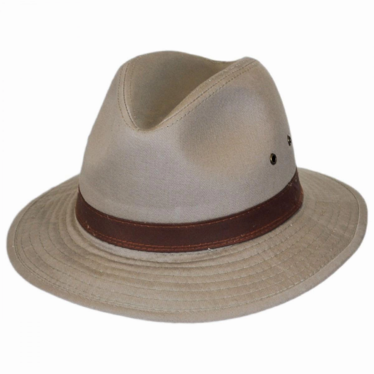 Packable Cotton Twill Safari Fedora Hat