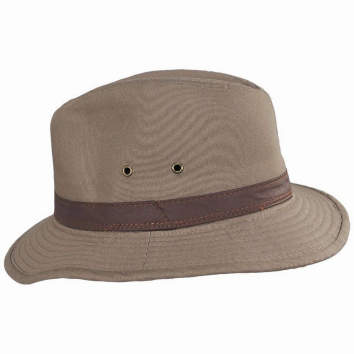 Packable Cotton Twill Safari Fedora Hat