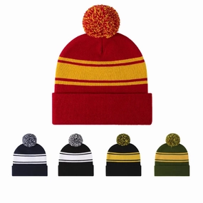 Palmer Pom Pom Striped Beanie