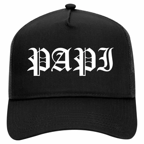 Papi Old English Latino Retro Adult 5 Panel Mesh Trucker Hat
