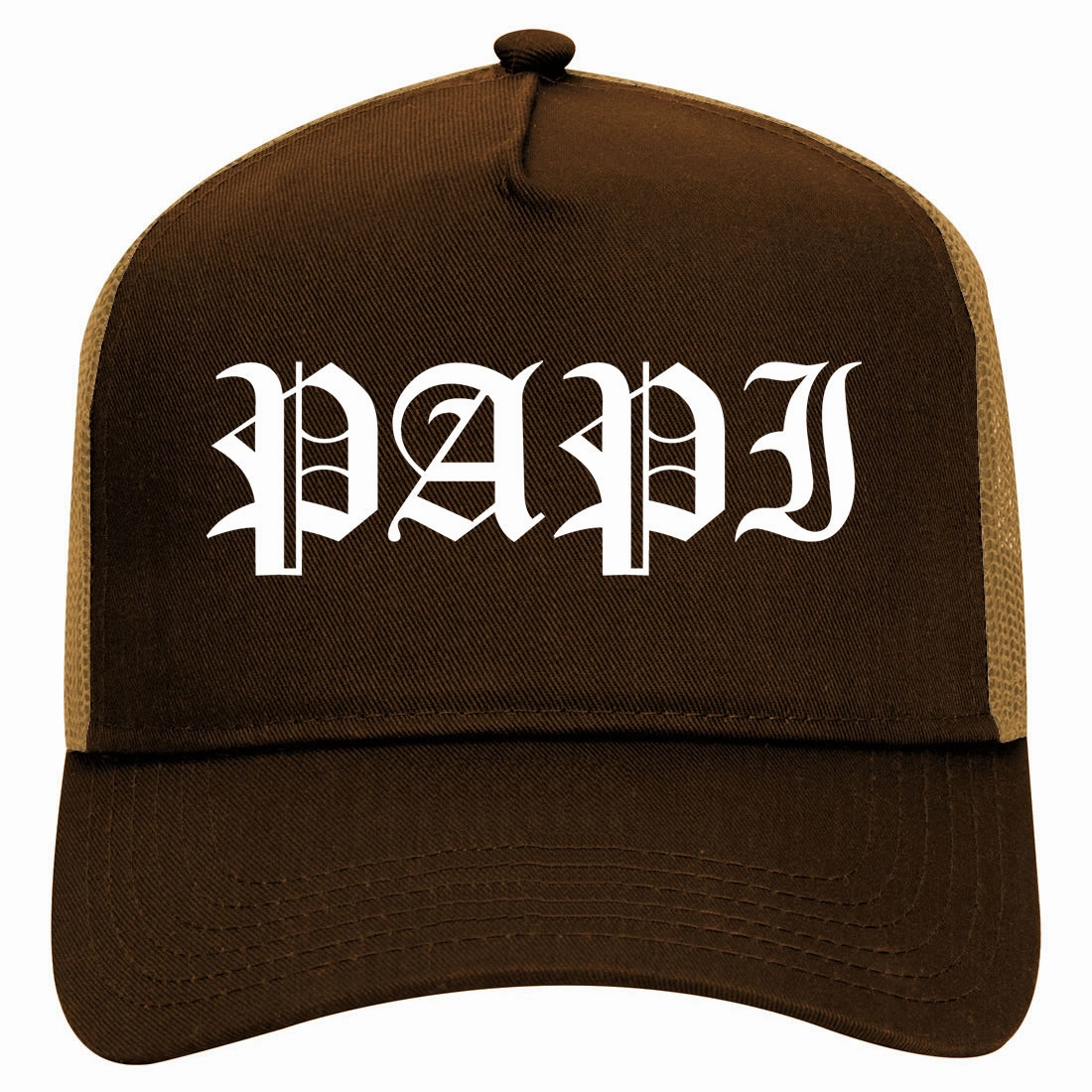 Papi Old English Latino Retro Adult 5 Panel Mesh Trucker Hat