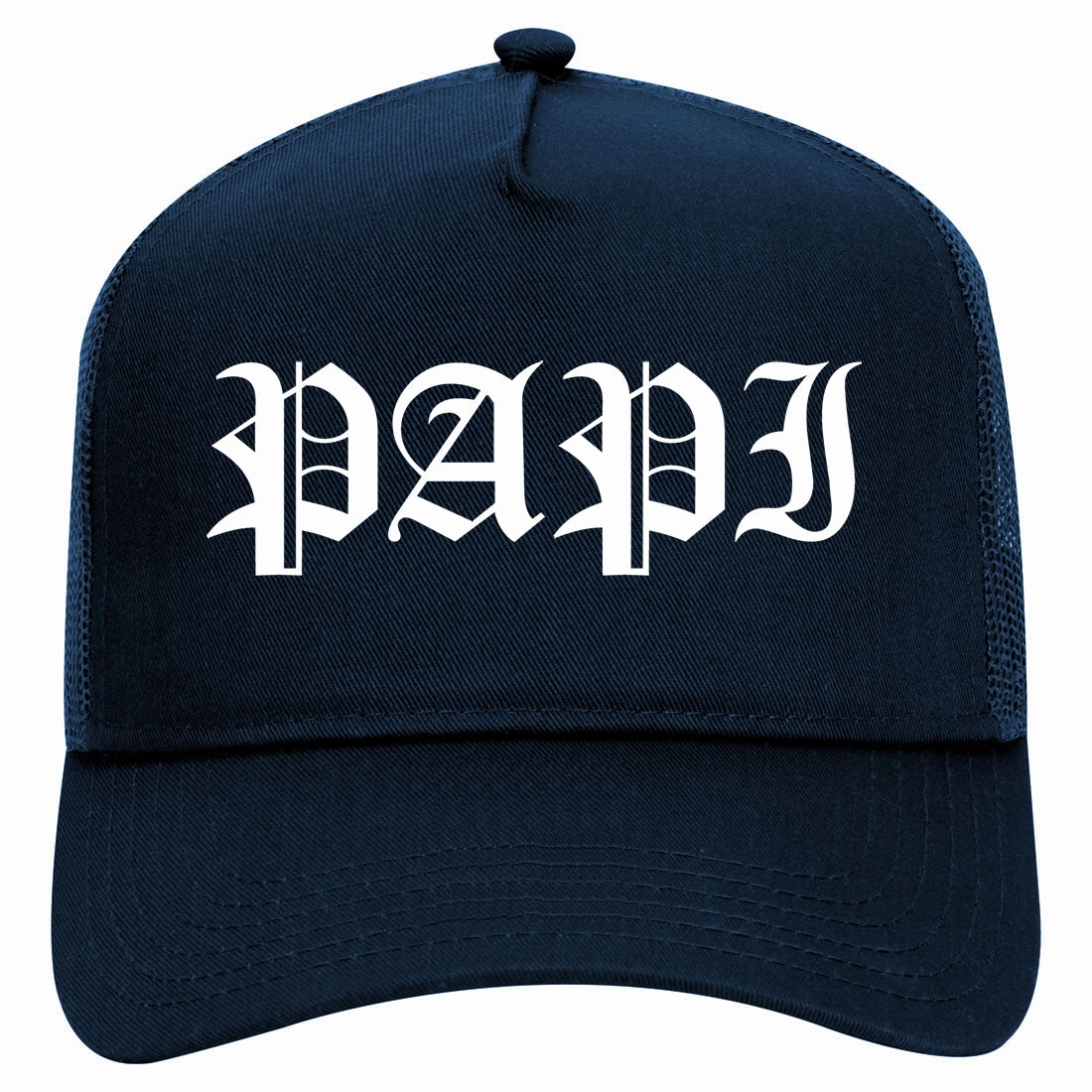 Papi Old English Latino Retro Adult 5 Panel Mesh Trucker Hat