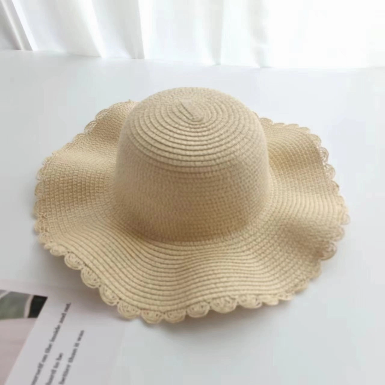 Parent-Child Wave-Edge Straw Hat