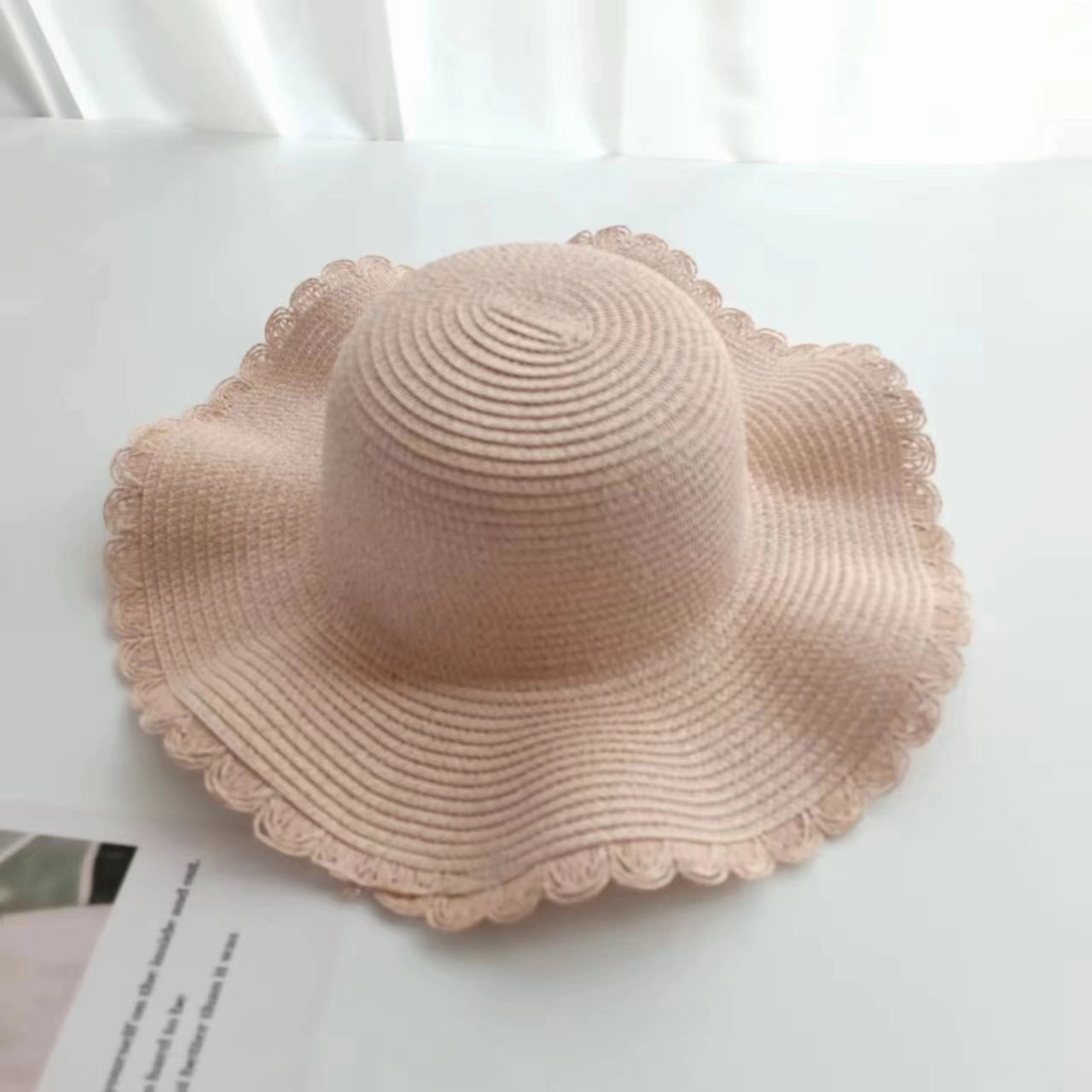 Parent-Child Wave-Edge Straw Hat