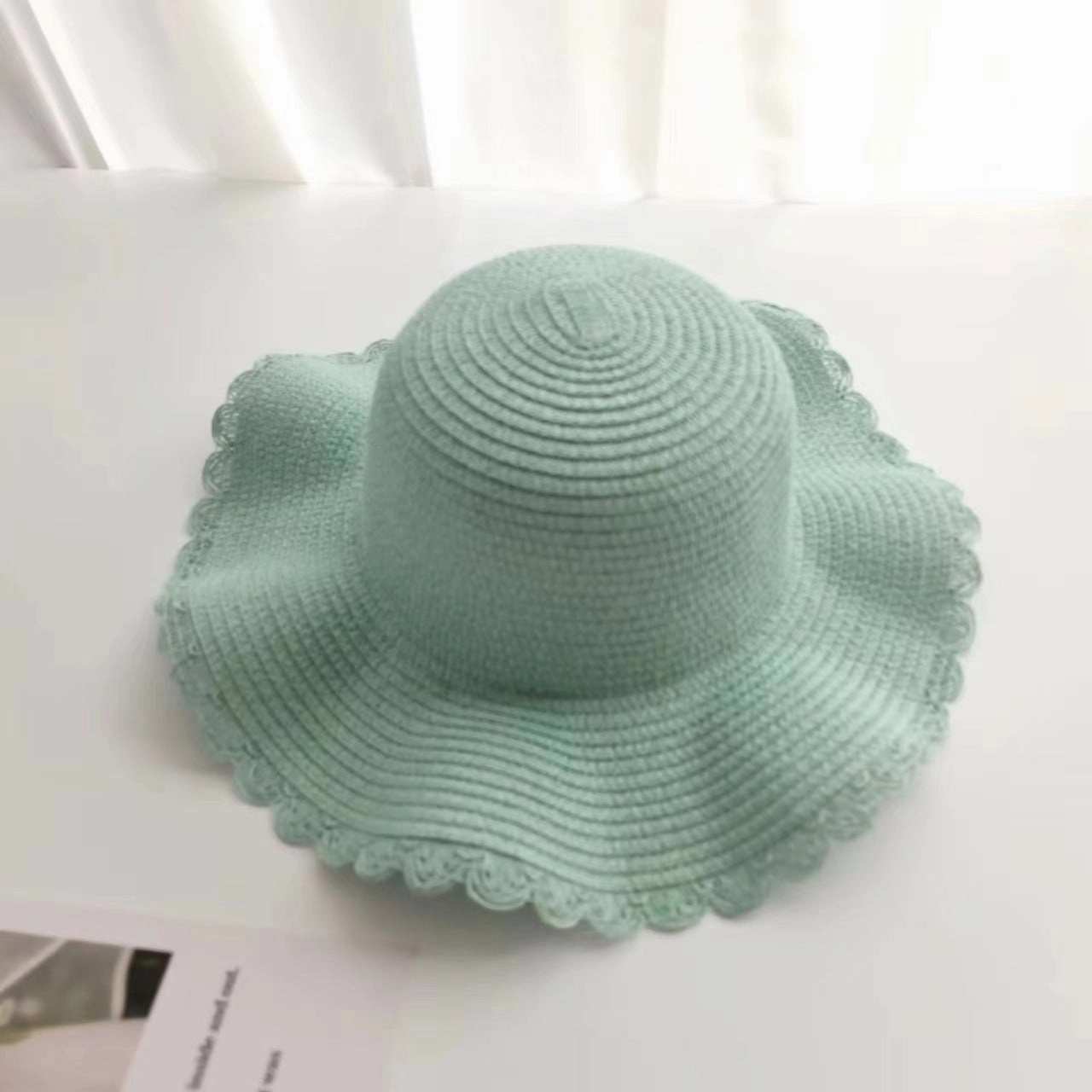 Parent-Child Wave-Edge Straw Hat