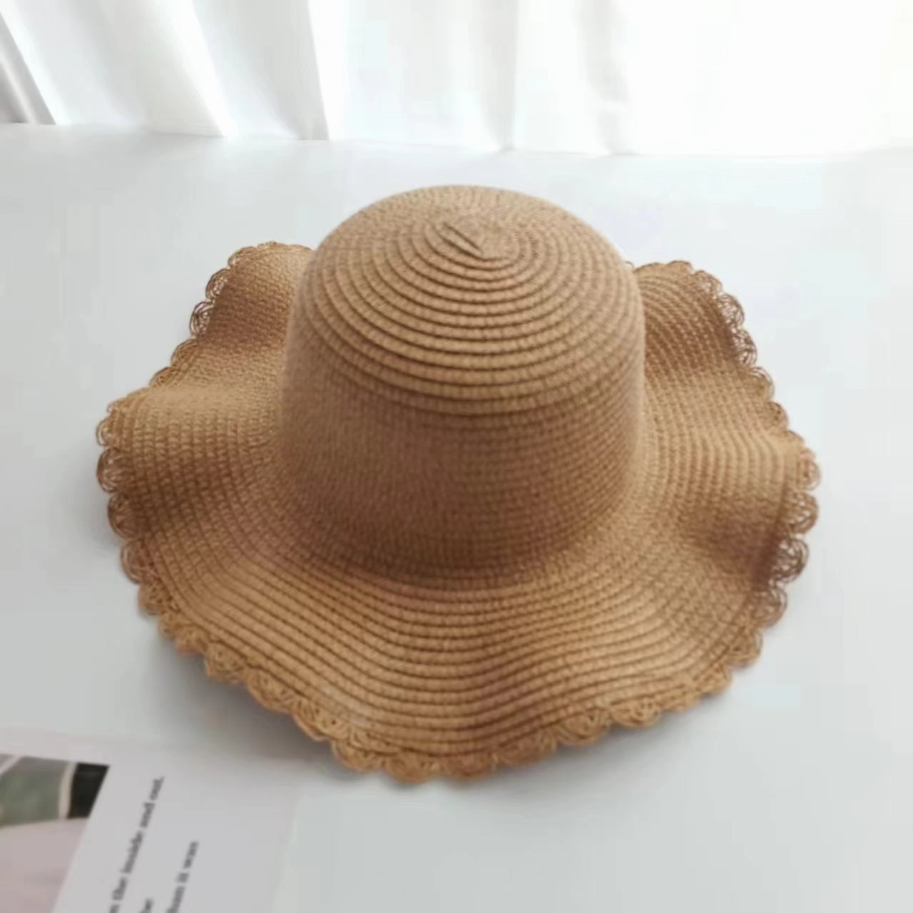 Parent-Child Wave-Edge Straw Hat