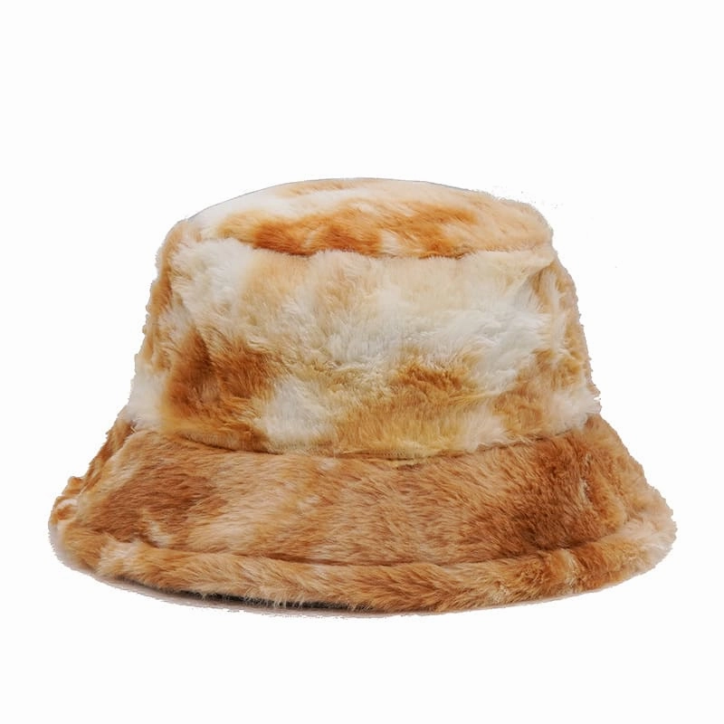 Pastel Tie-Dye Fur Bucket Hat