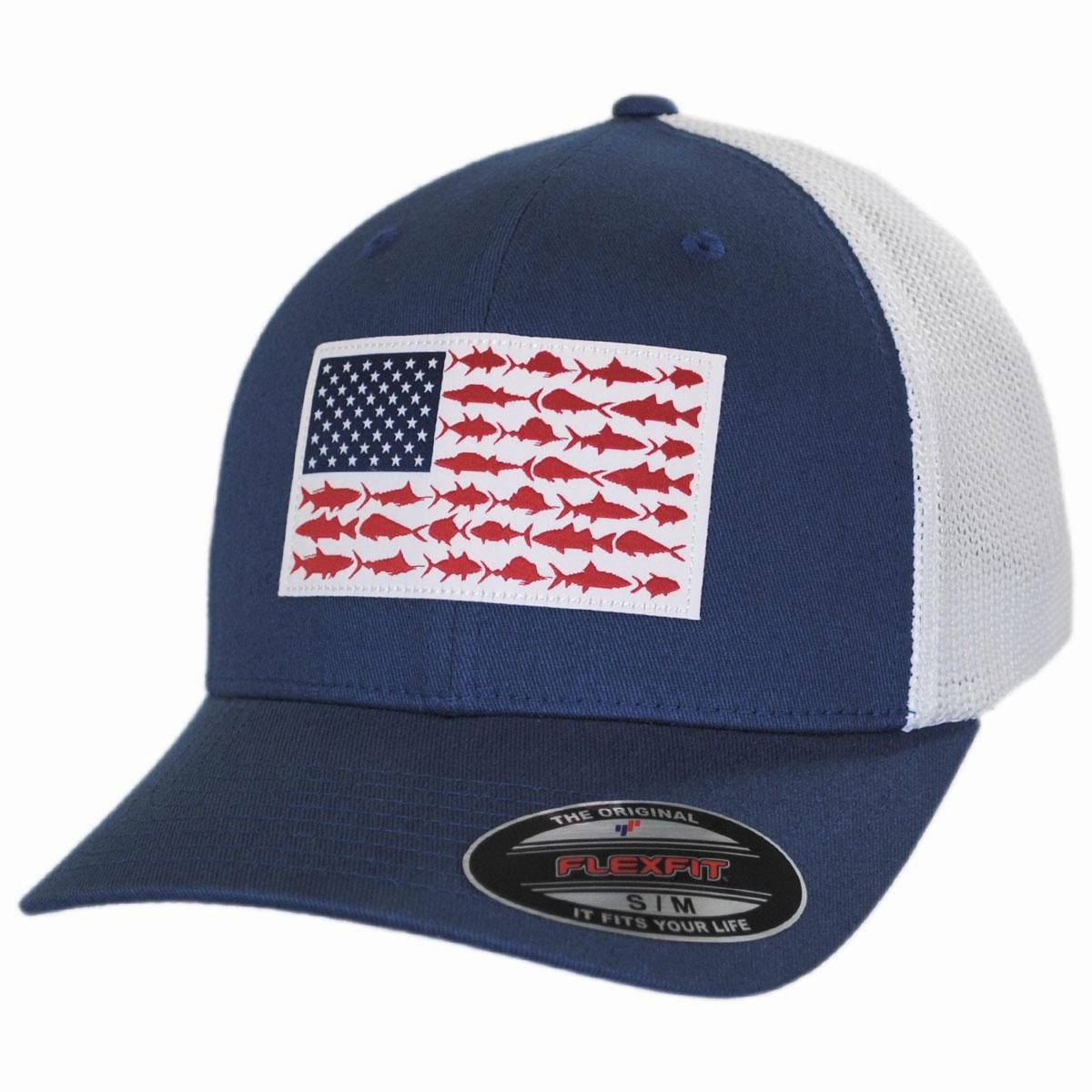 PFG Fish Flag Mesh Flexfit Fitted Baseball Cap