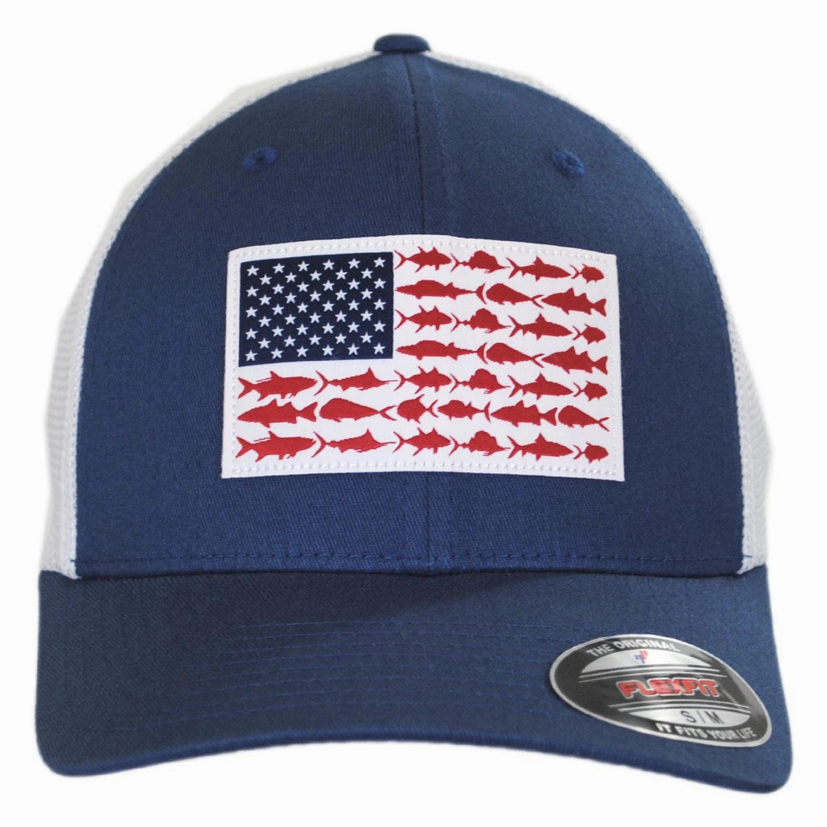 PFG Fish Flag Mesh Flexfit Fitted Baseball Cap