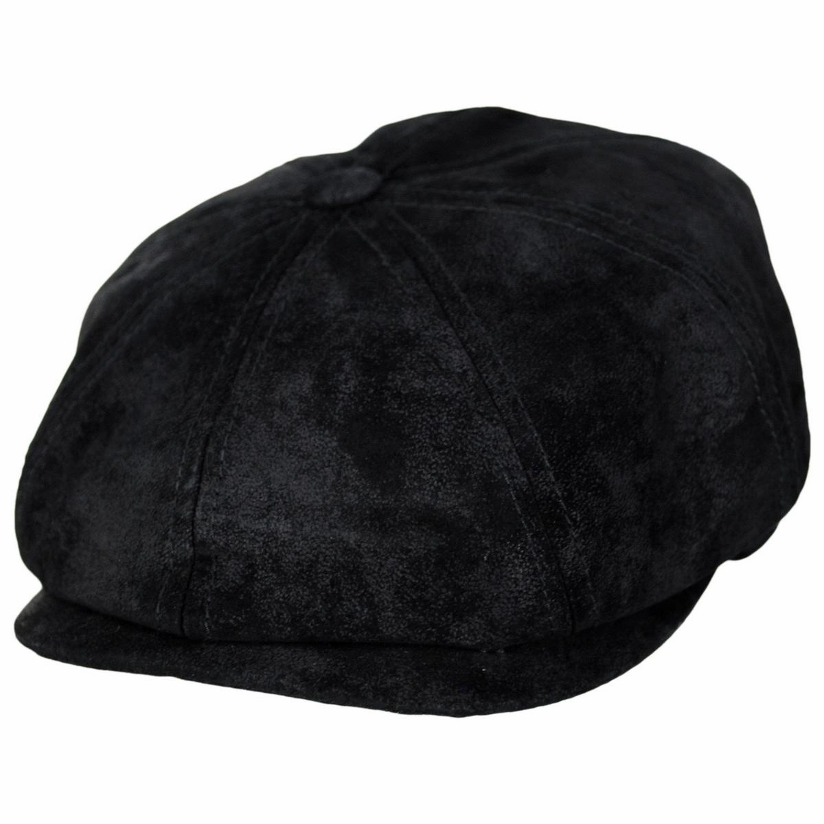 Pigskin Distressed Leather Newsboy Cap