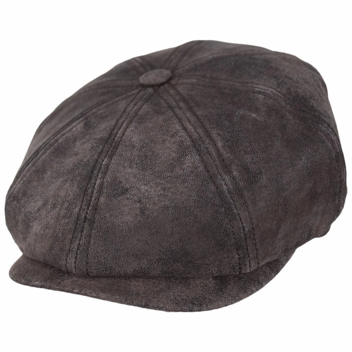 Pigskin Distressed Leather Newsboy Cap