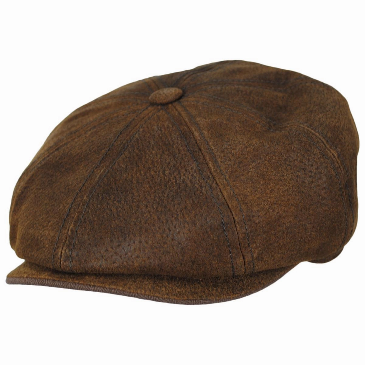 Pigskin Leather Newsboy Cap