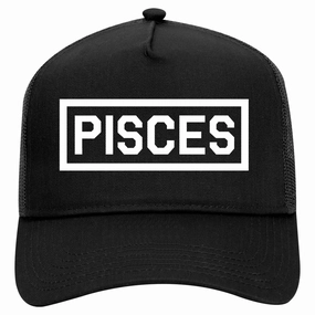 Pisces Horoscope Sign Retro Adult 5 Panel Mesh Trucker Hat