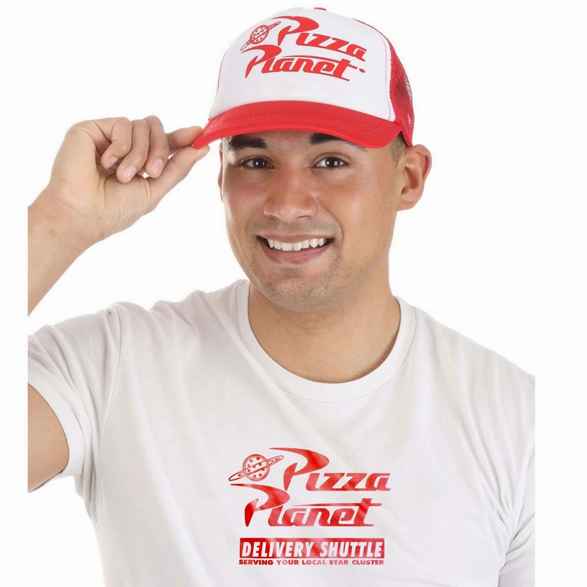 Pizza Planet Foam Mesh Trucker Snapback Baseball Cap & T-Shirt Kit
