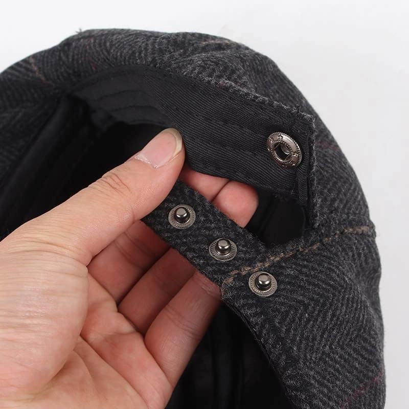Plaid & Herringbone Wool Newsboy Cap