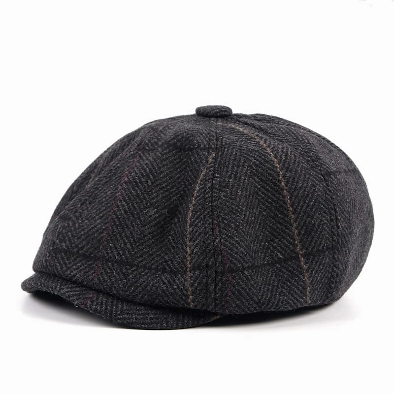 Plaid & Herringbone Wool Newsboy Cap