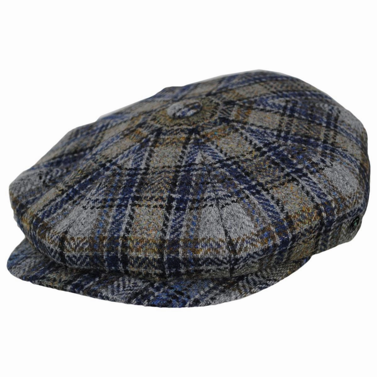 Plaid Virgin Wool Newsboy Cap