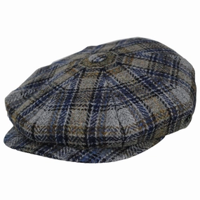 Plaid Virgin Wool Newsboy Cap