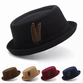 Poitiers Feathers Wool Porkpie Hat