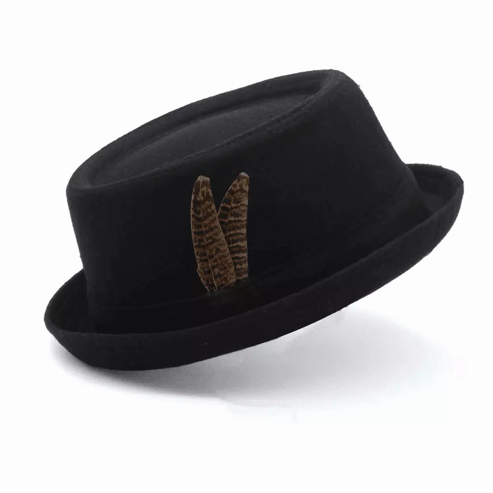 Poitiers Feathers Wool Porkpie Hat